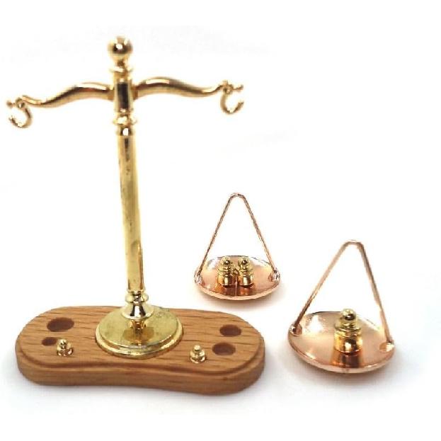 Leadigol Миниатюрные Металлические Винтажные Весы, 5,2x4,2x2 см Мини Весы Правосудия Фигурка, 1: Модель весов правосудия мини-симуляция в масштабе 1:12