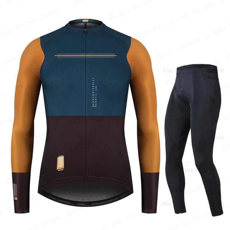 New Spring/Autumn Triathlon Men Long Sleeve Cycling Clothing Breathable Anti-UV Bicycle Jersey Set Wear Bib Pants Ropa Ciclismo