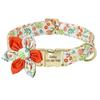Persoalized Dog Collar Flower Printed Nylon Dog ID Collars Free Engraved Nameplate For Small Medium Large Dogs Chihuahua Pug