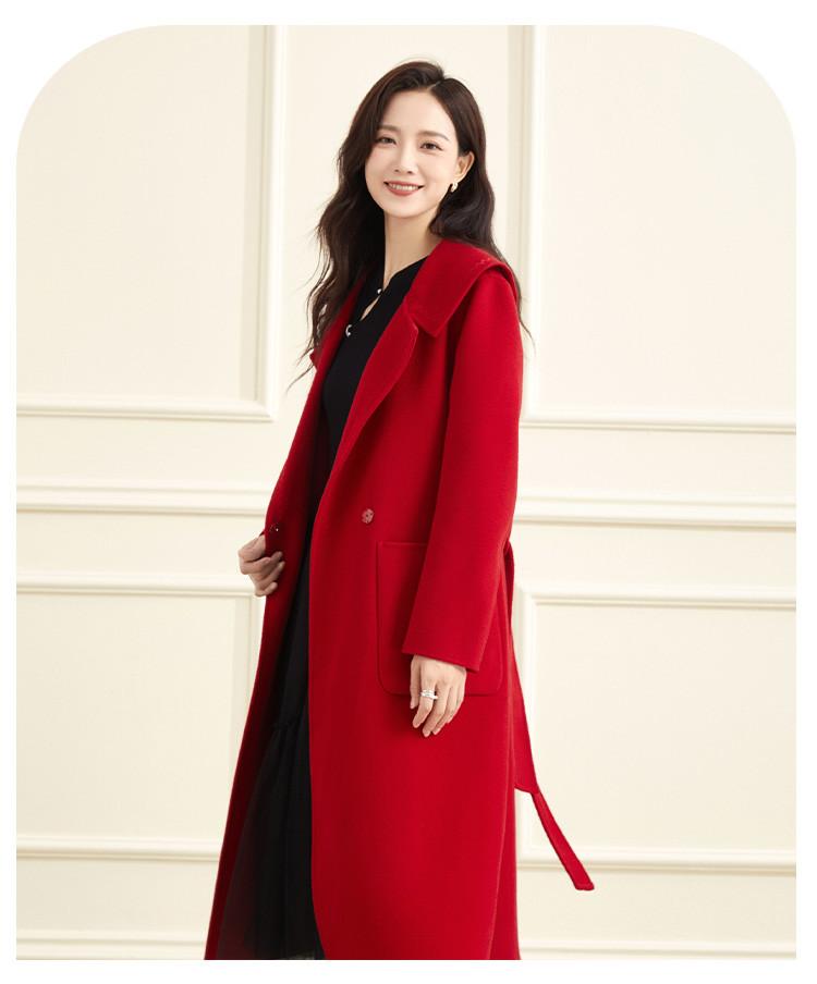 [Sheep Wool] Autumn/Winter Collar Double sided Knitted Long Women's Sweater Coat