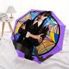 1pc Wednesday Automatic Folding Umbrella, Portable Collapsible Design, 8-Rib Iron Frame, , All-Season Casual Outdoor Accessory for Christmas Birthday