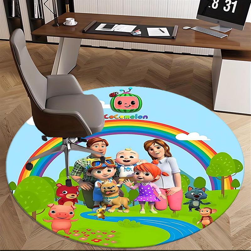 CoComelon Family,Rainbow Adventure Chair mat Round Rug Office carpet, Non slip, Suitable for Living Rooms, Bedrooms decor.1205267a