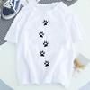 Women Dog Paw Print Short Sleeve Fashion Printed Summer Lady Womens Clothing Tops T-Shirt Shirt Tees Female T Shirt