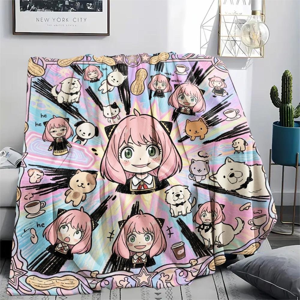 Anya Forger Cozy Warm Style Flannel Blanket Print Comfortable for Indoor Picnic Bedroom Sofa.-TING