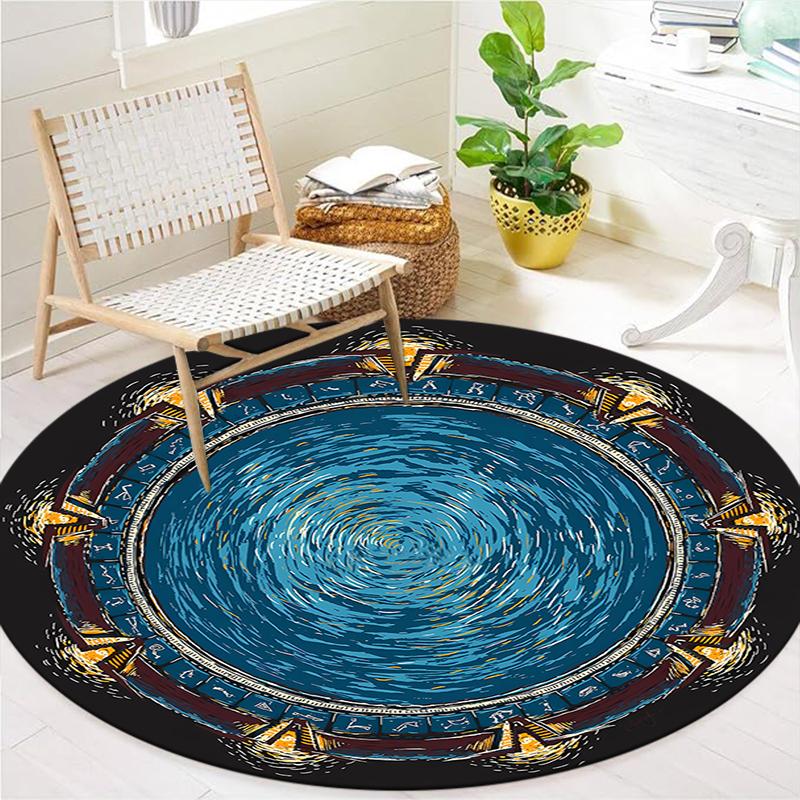 Круглый ковер Vortex Crossing Gate, Ковер для гостиной, спальни, дивана, игровой комнаты, Декор, Нескользящий коврик для пола