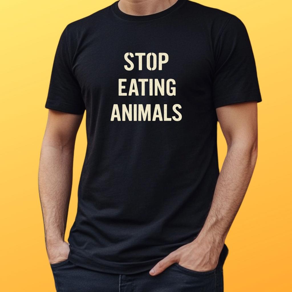 T-Shirt Stop Eating Animals – Veganes Statement für Tierrechte, Klarer SpruchWird in neuem Fenster oder Tab geöffnet