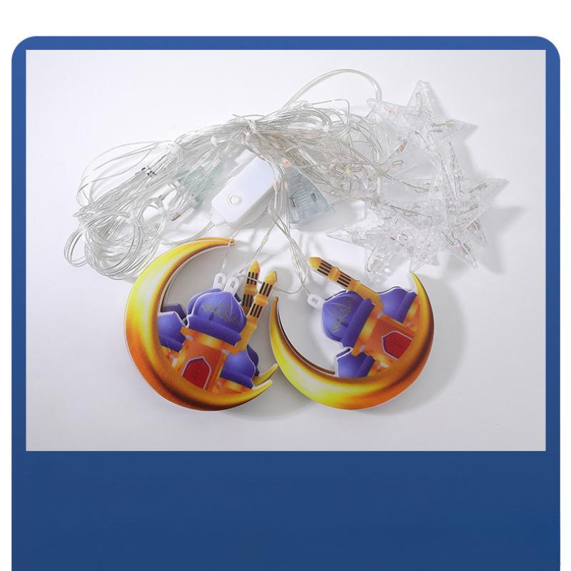 1Pc LED Star Curtain Decorative Light Moon Castle Light String Colorful Light Flashing Light String Full of Stars Room Decoration