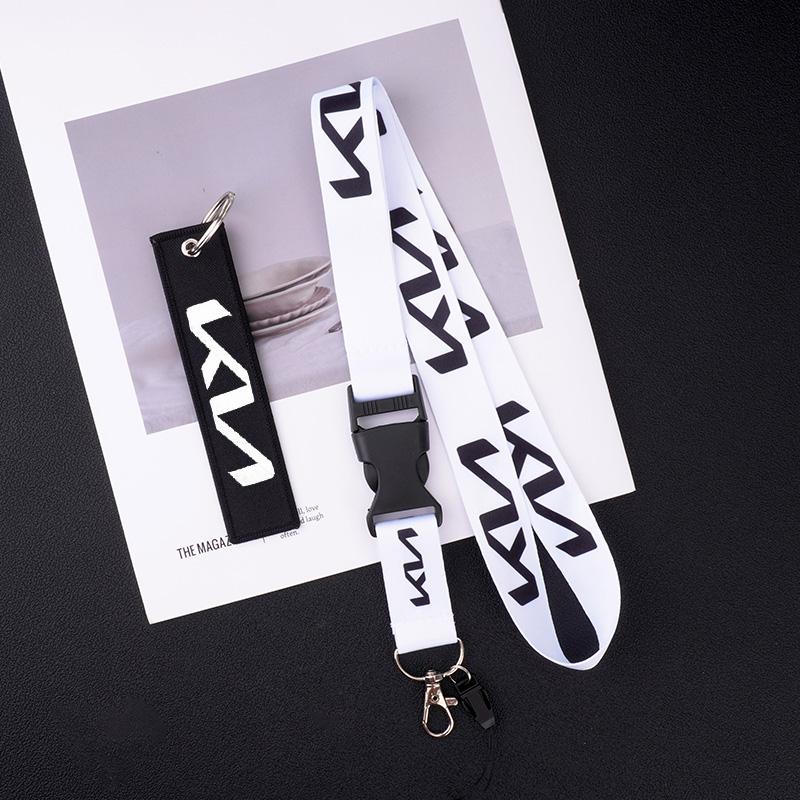 URDV7 Car Keychain Neck Wear ID Card Pass Lanyard Nylon Long Keyring Ribbon For KIA KN Rio Ceed Sportage Cerato Sorento Optima Picanto