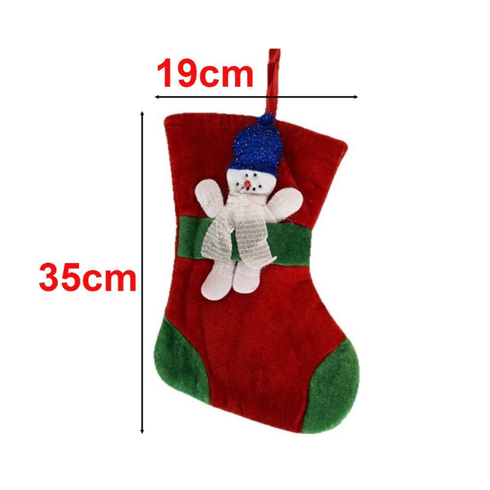 Snowman Christmas Stocking Lined Christmas Tree Hanging Ornament Gift Bag Stocking Home Decoration