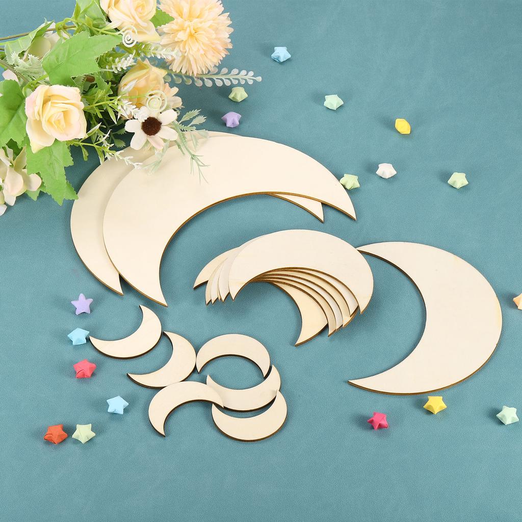 5/10/20/50/100 шт. Деревянная луна Незаконченная деревянная луна Заготовка Деревянные вырезки Украшения Кусочки натурального дерева для рождественской вечеринки Поделки