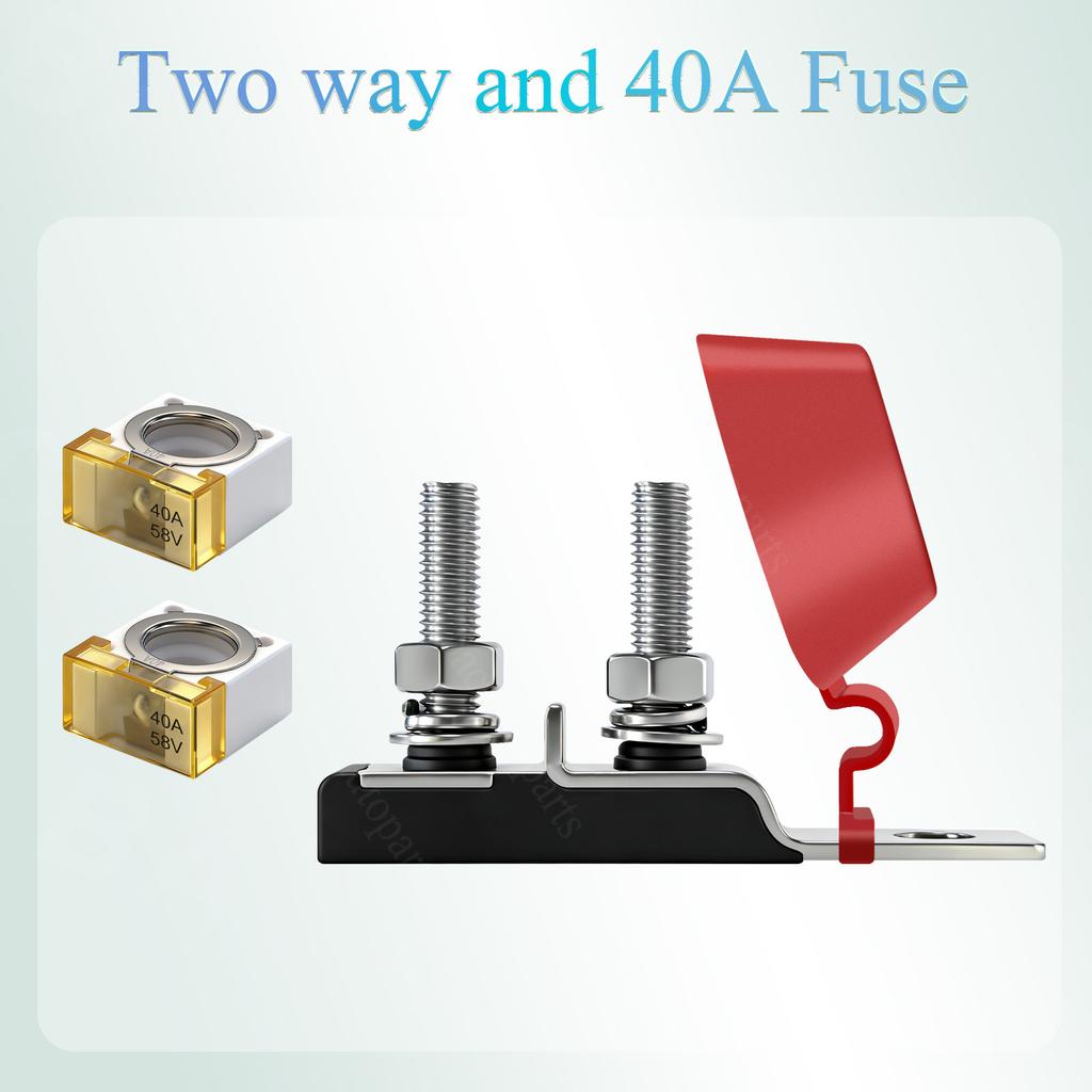 Marine-Grade Battery Fuse Kit Dual MRBF Terminal Fuse Block 30-500 Amp Fuse Holder Double Studs Max Voltage 58V for Boats Trucks