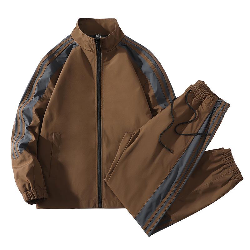 Весенне-осенний мужской воротник-стойка с тремя полосками, свободный повседневный трендовый спортивный костюм для мужчин