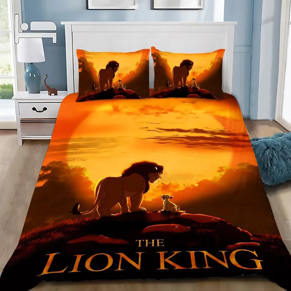Duvet Cover Pillowcase Bedding Set Simba Lion King Adult Boy Girl Bedroom Decoration Children Gift Single Double Size