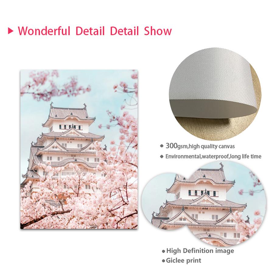 Сакура трамвай пагода гора Фудзи настенная живопись на холсте плакаты на скандинавскую тему и принты настенные панно для гостиной японский декор