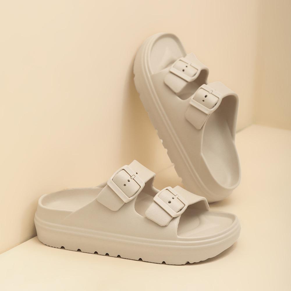 Модные шлепанцы на толстой подошве для женской коллекции 2025 года. Летние новинки для улицы, сандалии с двойным ремешком, противоскользящие, дышащие, с мягкой подошвой, пляжная обувь
