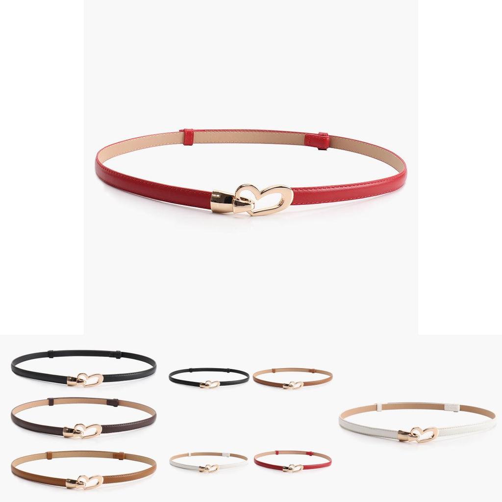 Womens Casual Alloy Belt With Heartshaped Buckle And Adjustable Pu Strap For Daily Wear
