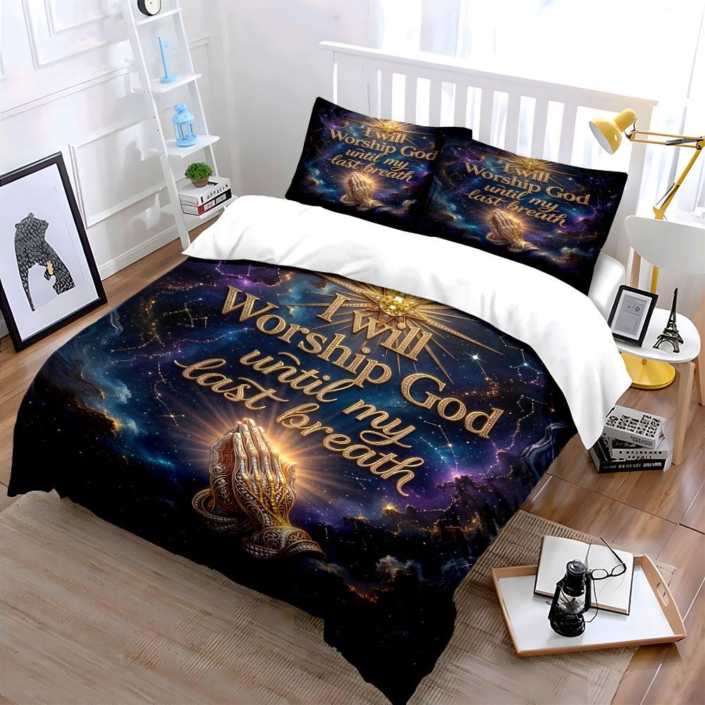 "I Will Worship God Bedding Set" Bedding Duvet Cover Set Duvet Cover Pillowcases (1 * Duvet Cover 2 * Pillowcases, without duvet insert)