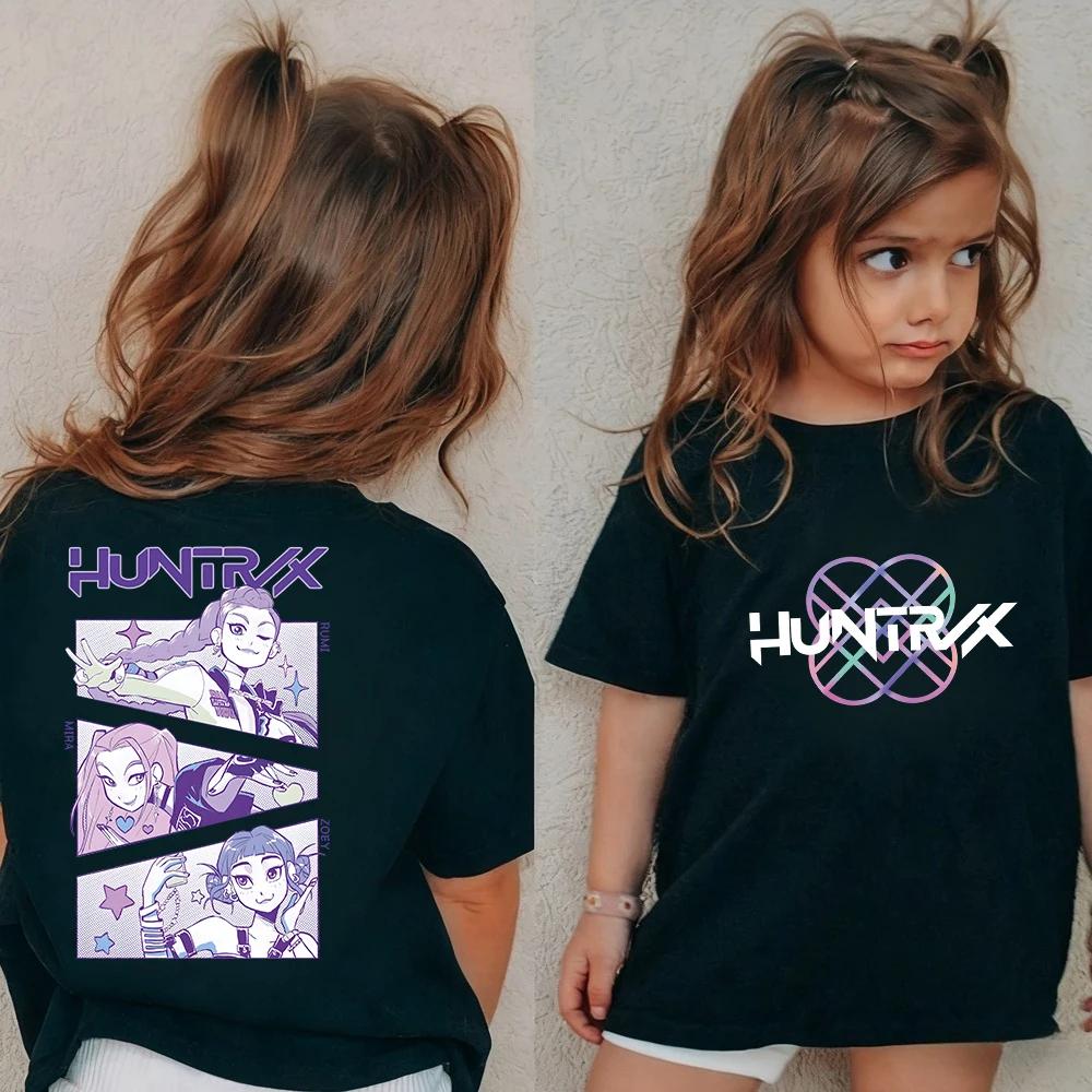 Детская футболка Kpop Охотники на демонов с коротким рукавом Saja Мальчики Kdis Футболка Милые Kpop Охотники на демонов Harajuku Футболка для мальчиков и девочек