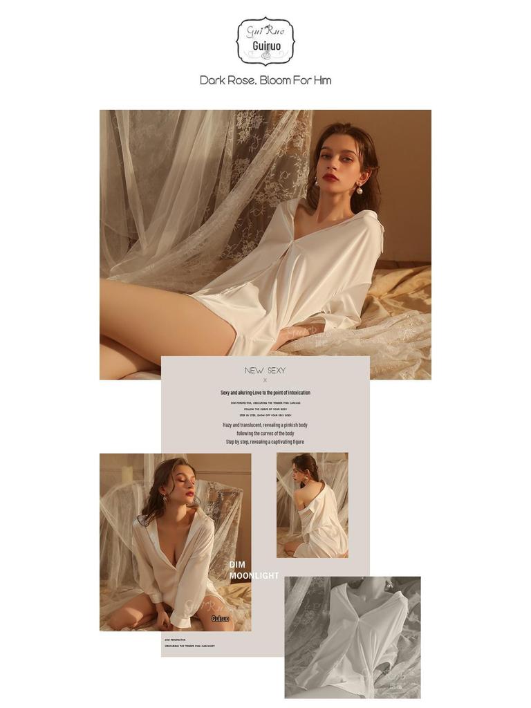 Великолепный комплект домашней одежды большого размера свободного кроя в стиле бойфренда, состоящий из рубашки и ночной сорочки, для весны/лета 1902