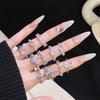 Розовая серия циркона и аквамарина Цветное сокровище Открытое кольцо Корона Полое Многослойное ношение Высококачественное Персональное Нишевое кольцо