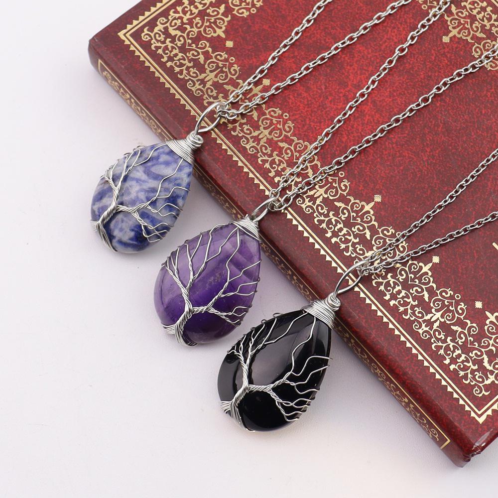 Натуральный агатовый кристаллический кулон-ожерелье Дерево Жизни