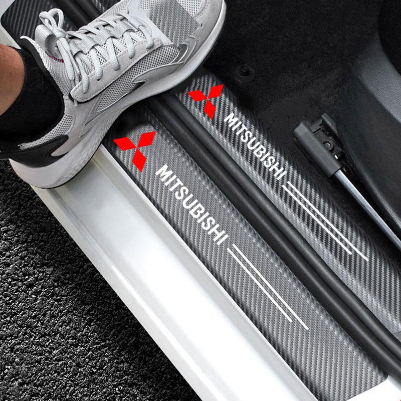 Car Carbon fiber Door Sill Welcome Pedal for Mitsubishi Pajero Sport Eclipse Cross L200 Colt Delica Ralliart Triton Accessories QC3