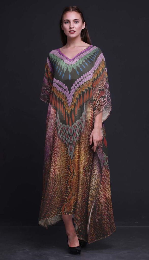 Phagun Snake Animal Skin Womens Long Beach Kaftan Beachwear Bikini Coverup Maxi