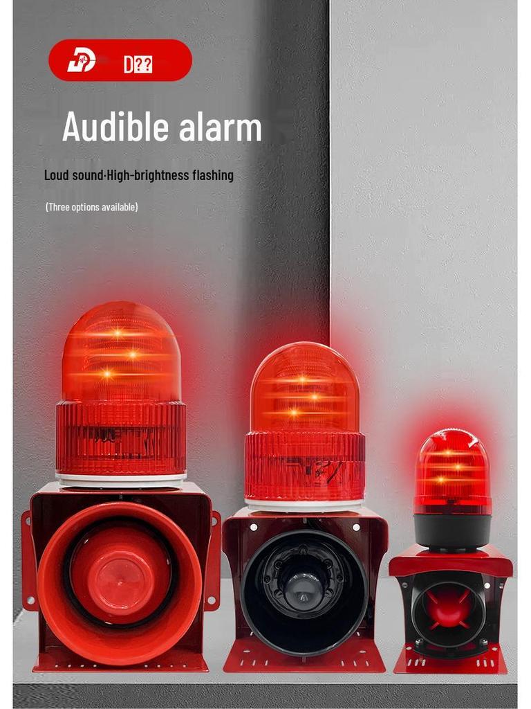 High Power Industrial Sound & Light Alarm with Wireless Remote Control for Forklift (220V/24V/12V/380V)