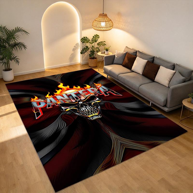 Pantera Skull Living Room Nonslip Area Rug Soft Carpet For Bedroom Game Playroom Sofa Office Home Decor Doormat Christmas Gift C9302892