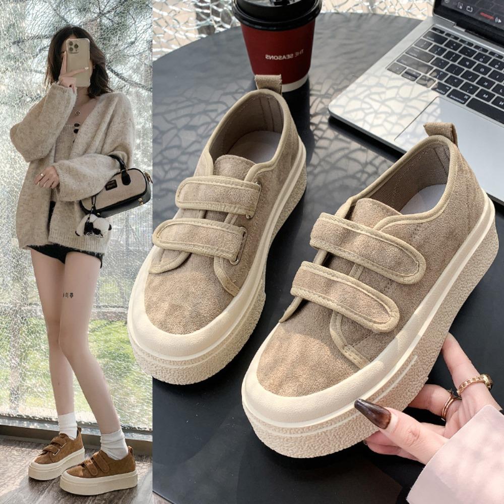 Модная парусиновая обувь на толстой подошве Женская 2025 Весна Новые Взрывы Высота Маффина Белая Обувь Супер Огонь Повседневная Спортивная Обувь