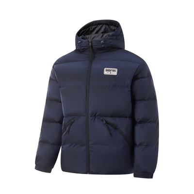 Li Ning Anti-Five Series однотонная куртка-пуховик с капюшоном на молнии, удобная, дышащая, универсальная, мужская верхняя одежда, темно-синий AYMU481-2
