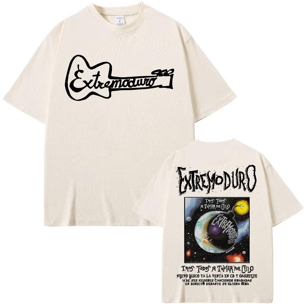 Graphic Rock Band EXTREMODURO Tour 2025 Men's and Women's T-shirts, Fashionable Short-sleeved Retro Oversized Loose Men's Tops
