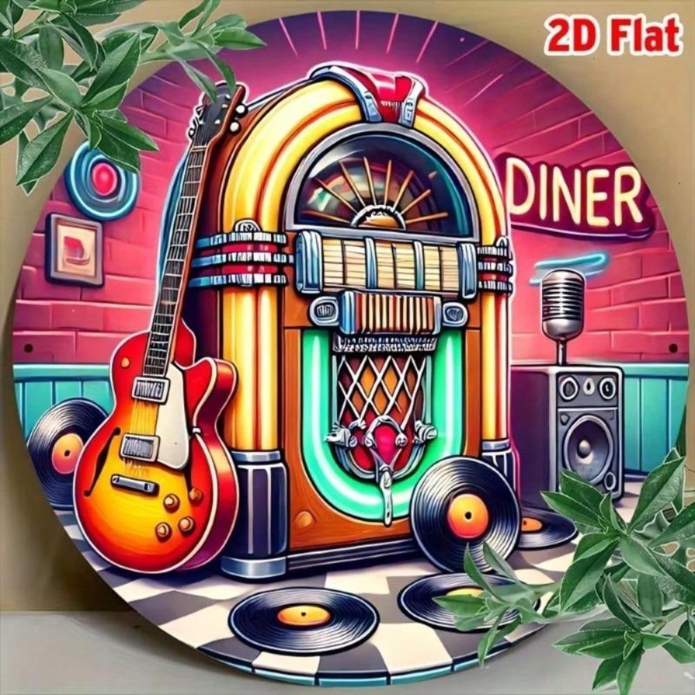 Винтажная металлическая жестяная вывеска Jukebox Ретро-дайнер Декор стен Алюминиевое искусство