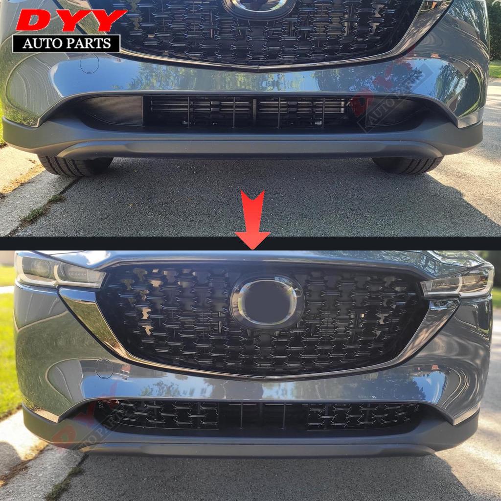 Mazda CX-5 (2022-2026) Комплект накладок на верхнюю, нижнюю, боковые решетки, передний сплиттер, задний бампер
