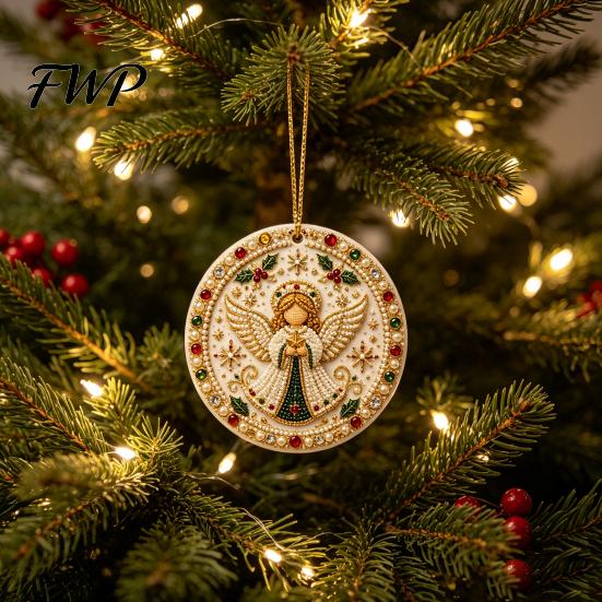 Decorative Acrylic Piece Christmas Hanging Ornament, Double Side Printed Ornament Holiday Tree Decor Pendant, Festive Home Decoration Decorations
