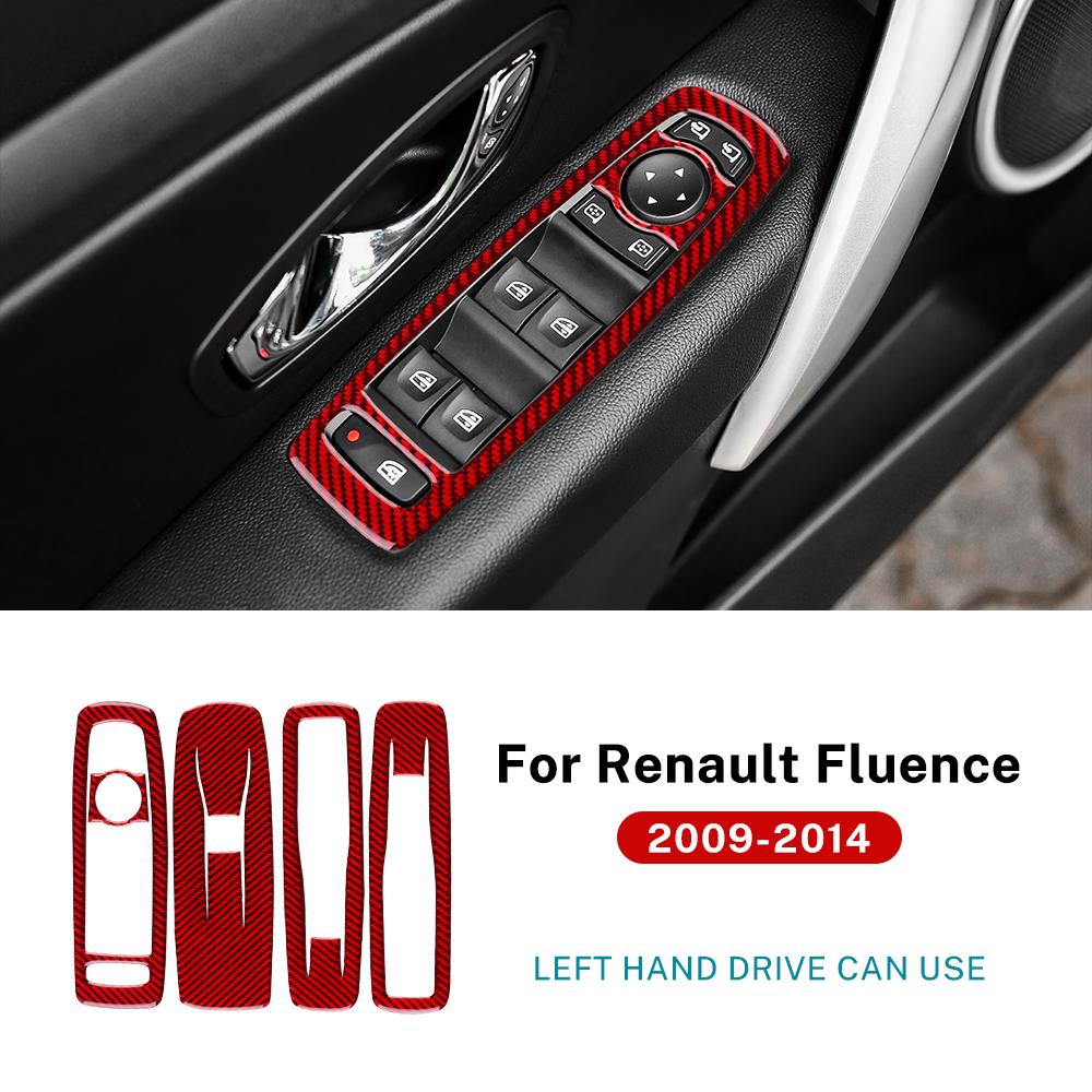 Наклейка из настоящего мягкого углеродного волокна для Renault Fluence 2009 2010 2011 2012 2013 2014 LHD Аксессуары для рамки кнопки стеклоподъемника