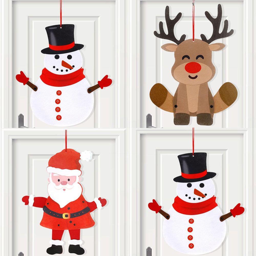 3pcs/set Santa Claus Santa Claus Pendant Cartoon Christmas Wall Hanging  Holiday Party