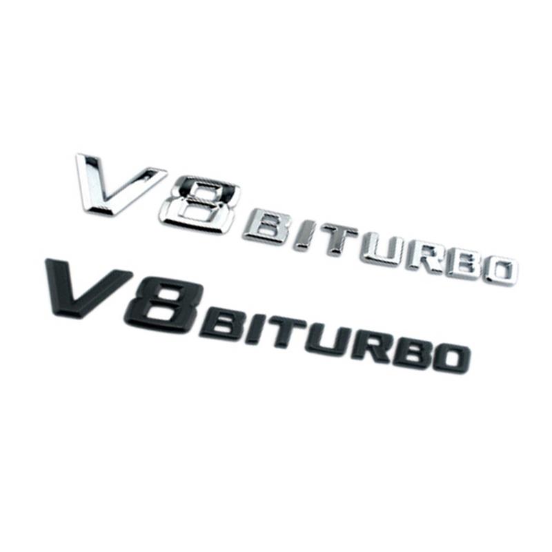 Автомобильные 3D-наклейки ABS-буквы, логотипы, наклейки для кузова автомобиля, боковые наклейки на крылья для Benz V-8 BITURBO, аксессуары для мотоциклов