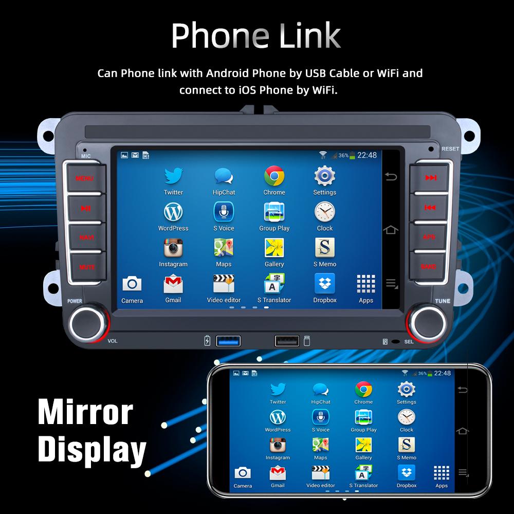 7-дюймовый автомобильный плеер для Volkswagen VW CC Passat B7 Polo Golf 5 6 Jetta mk5 mk6 Mirrorlink FM WIFI GPS RDS Wireless Carplay