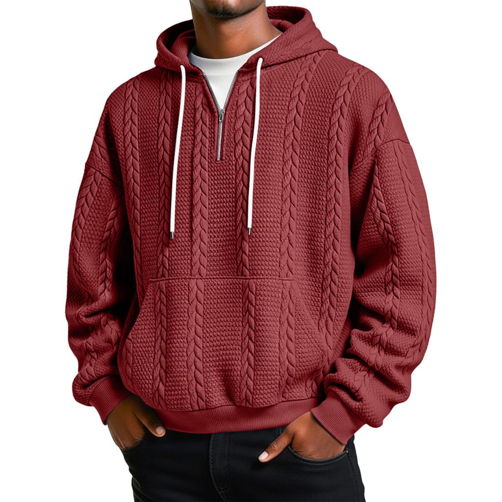 Мужская Повседневная Принт Половина Молнии Капюшон Худи