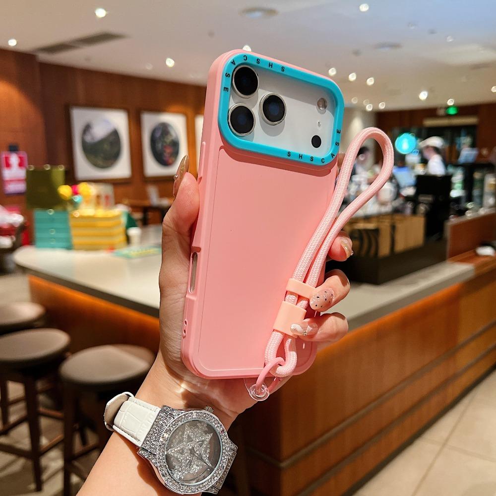 Минималистичный чехол-рамка с ремешком для IPhone 18 17 Pro Max 16 Pro, имитация силикона, противоударный защитный чехол