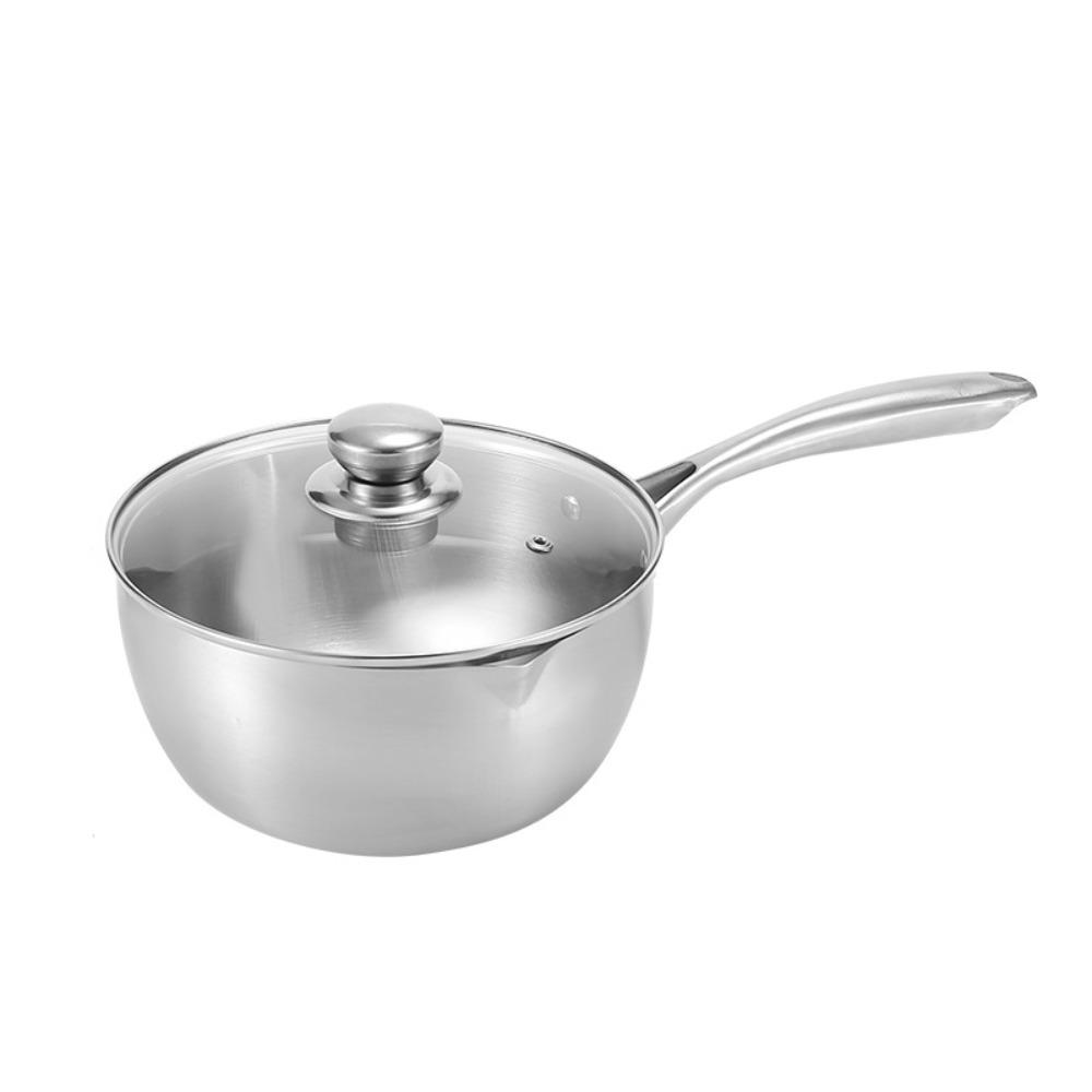 Flat Bottom Milk Pot No Coating Stew Pot Universal Stainless Steel Saucepan Induction Cook-top