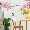 2 Pcs Tree Branches Peach Blossom Bird Bedroom Living Room Home Background Beautification Decoration Wall Stickers