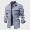 Men's 2024 Korean Style Casual Denim Shirt - Long Sleeve, Lightweight, Solid Color, Perfect for Spring and Autumn