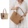 Grass Weave Tote Bag for Women Fashion Straw Bag with PU Leather Large Capacity Shoulder Crossbody Beach Handbag Summer Vacation