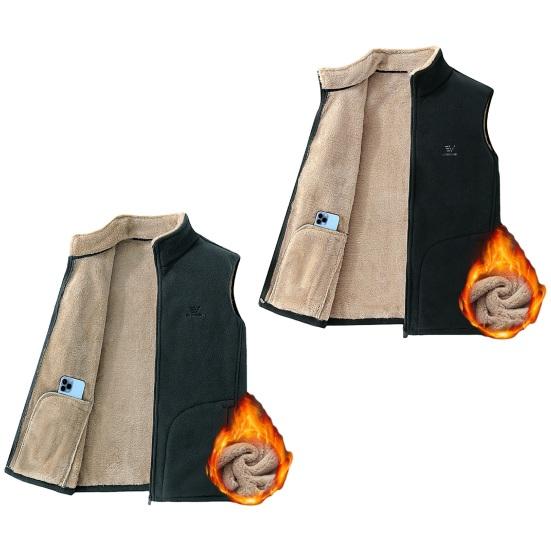 Мужской осенне-зимний жилет, пальто с воротником-стойкой, толстый плюшевый жилет с несколькими карманами, без рукавов, морозостойкий, теплый, на молнии, защита шеи, мужской жилет