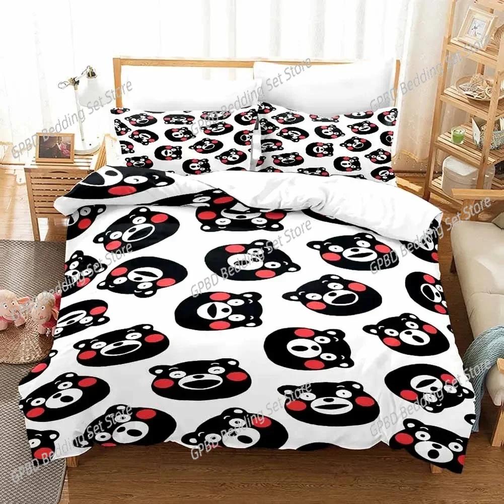 Кавайная Мультяшная Комиксы Кумамон 3D НОВЫЙ Пододеяльник Наволочка Комплект Постельного Белья Взрослый Мальчик Девочка Спальня Декор Односпальный Двуспальный Большой