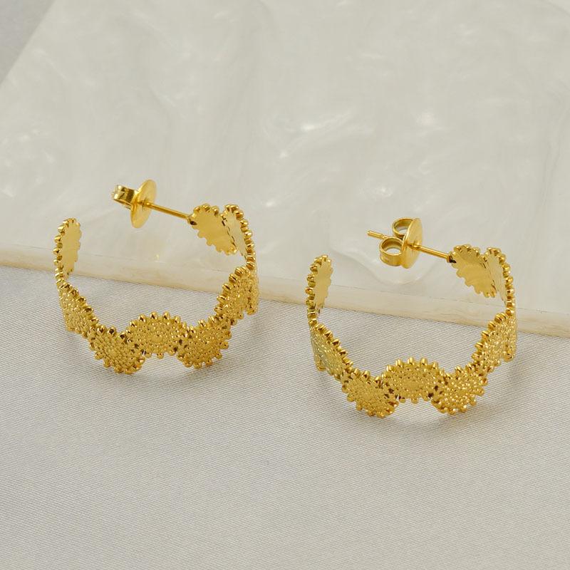 Серьги из нержавеющей стали с геометрическим точечным дизайном, стильные, винтажные, простые, из титановой стали с 18-каратным покрытием