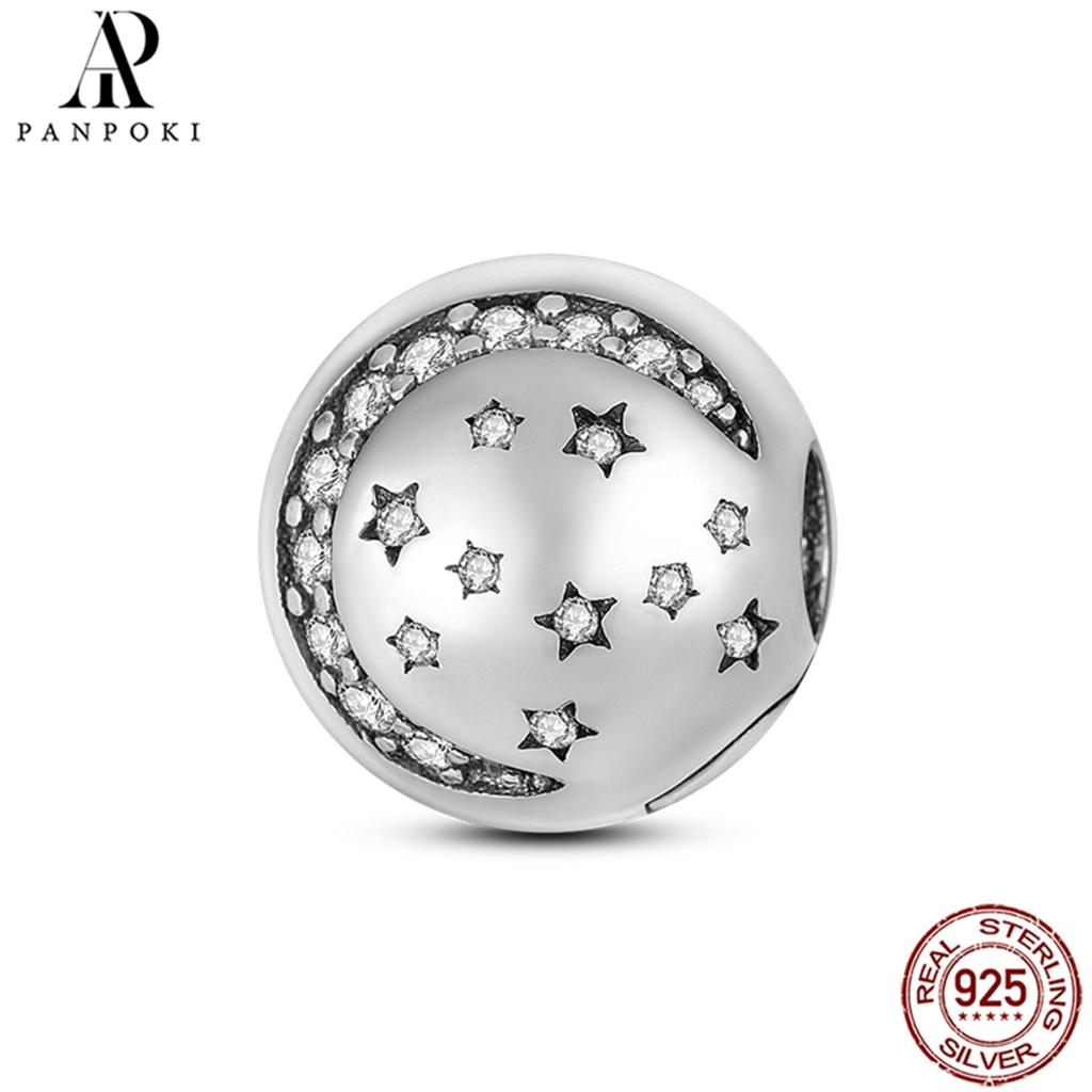 PANPOKI SS925 Sterling Silver Fixed Clip Stopper Beads Fit Bracelets Necklace NEW Luxury Women Gift DIY Jewelry Making