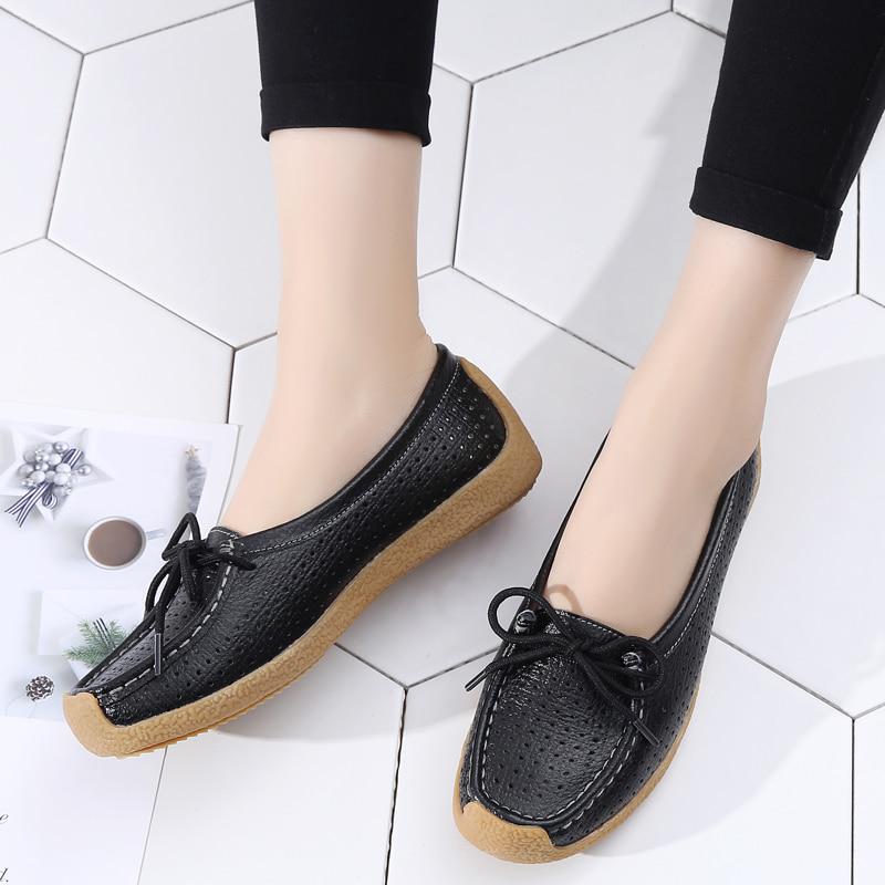 Women Shoes Genuine Leather Ladies Shoes Female Shallow Casual Moccasins Woman Shoes Plus Size